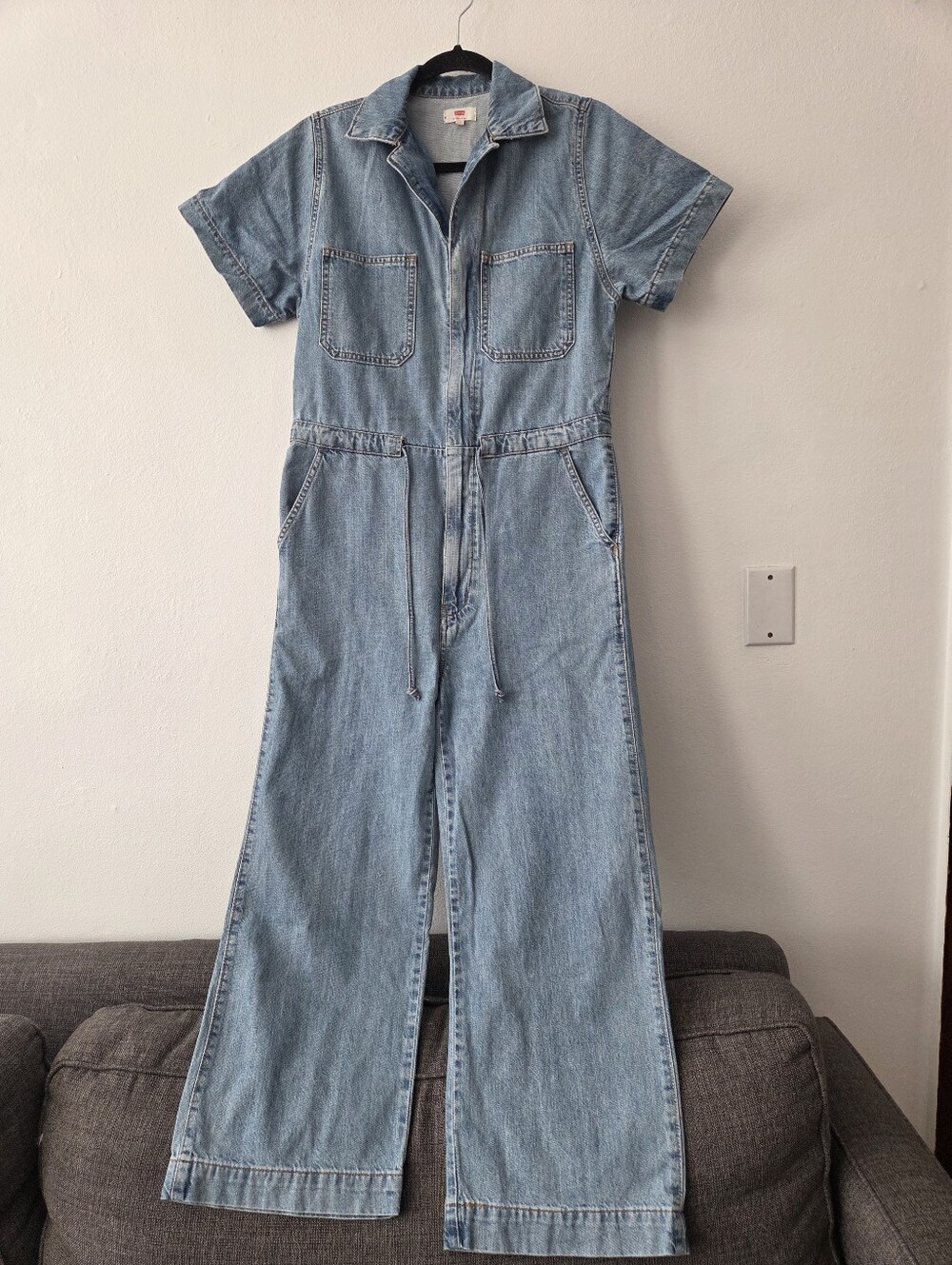 Levi's Light Blue Short-Sleeve Denim Overalls Jumpsuit